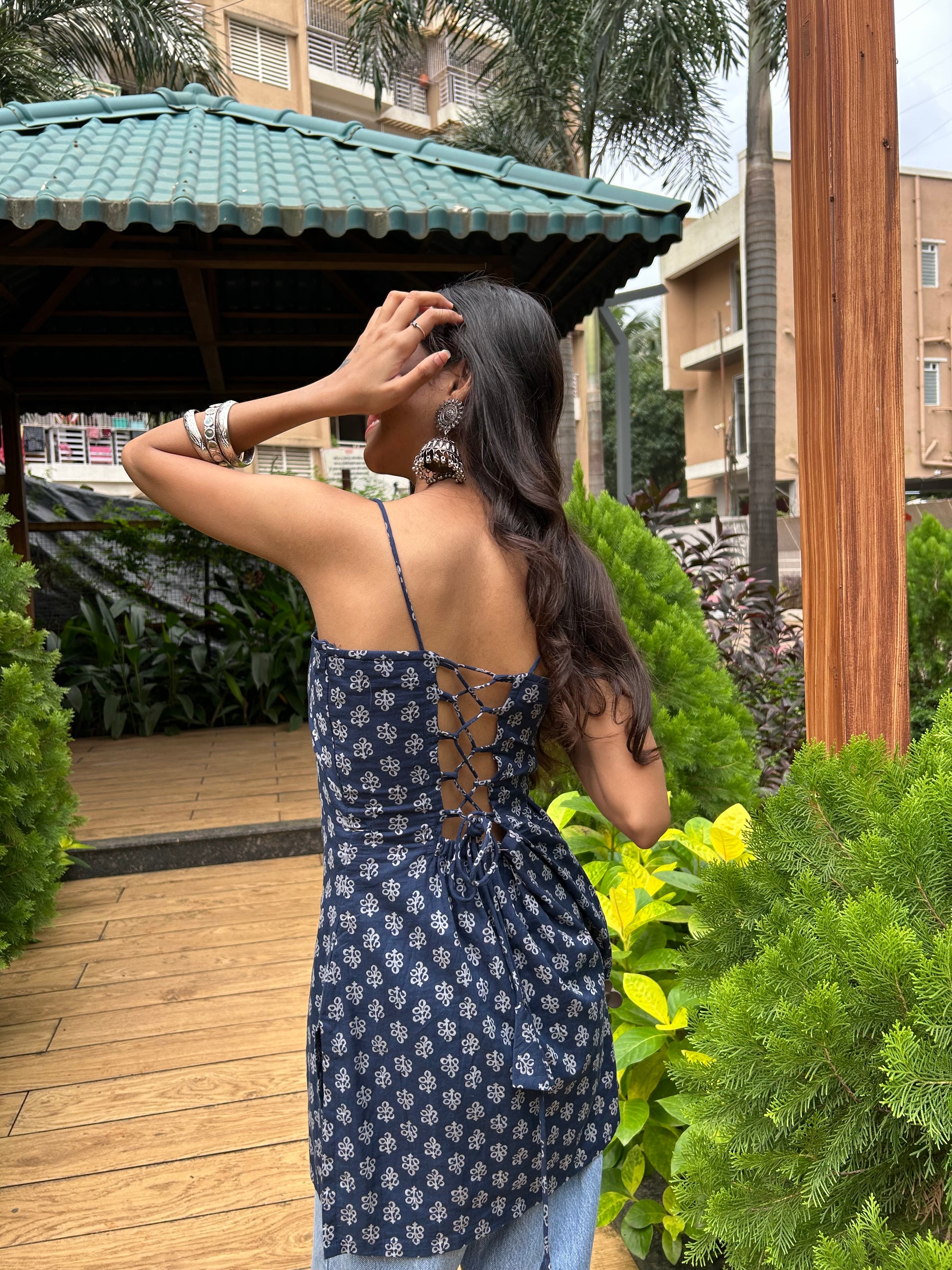 Noor Indigo Tie-Back Kurti