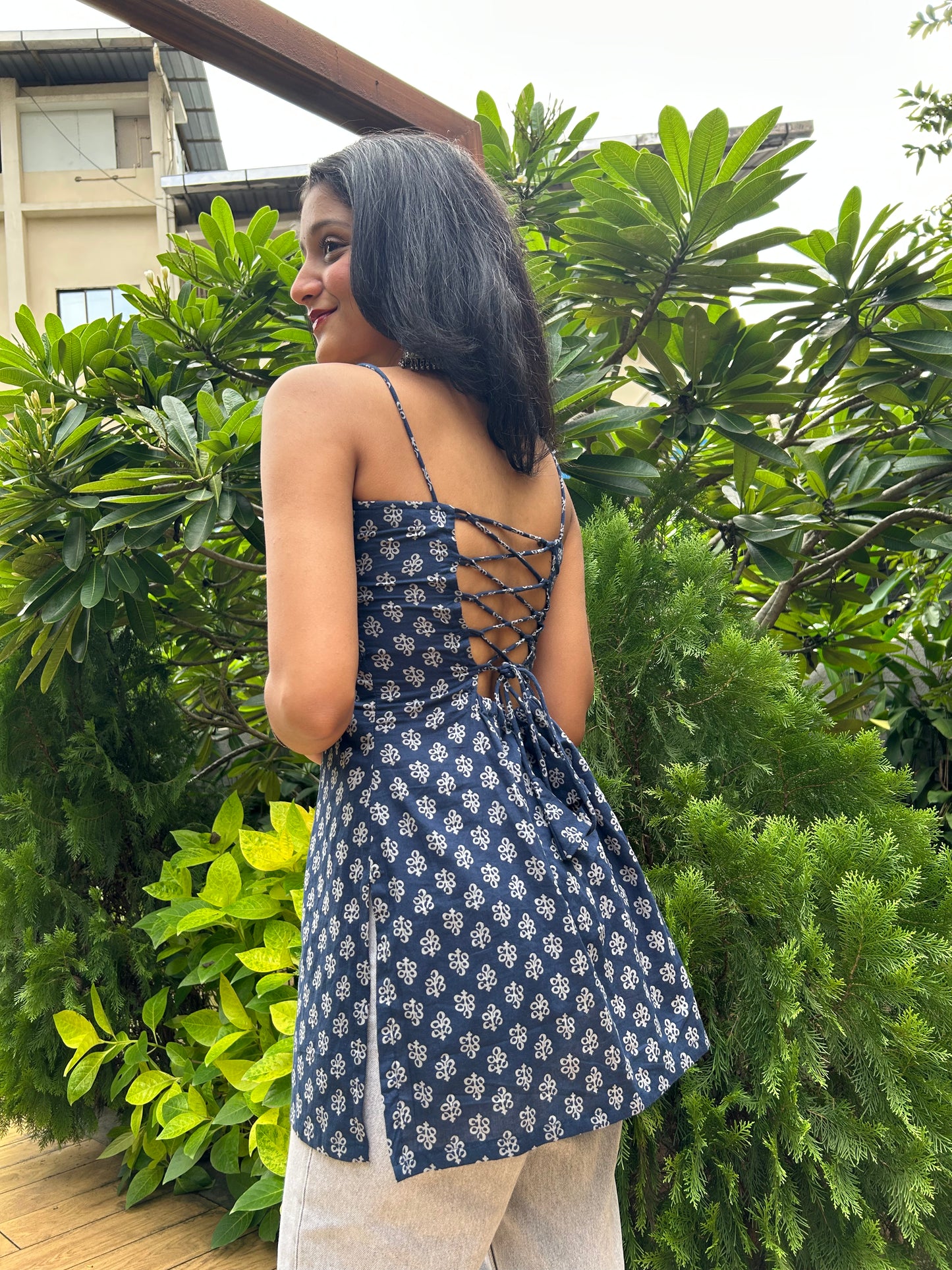 Noor Indigo Tie-Back Kurti